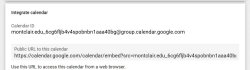 Screenshot of URL settings for google calendar.