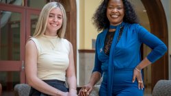 Abbigale Damiano and Kananelo Mokati at University Hall.